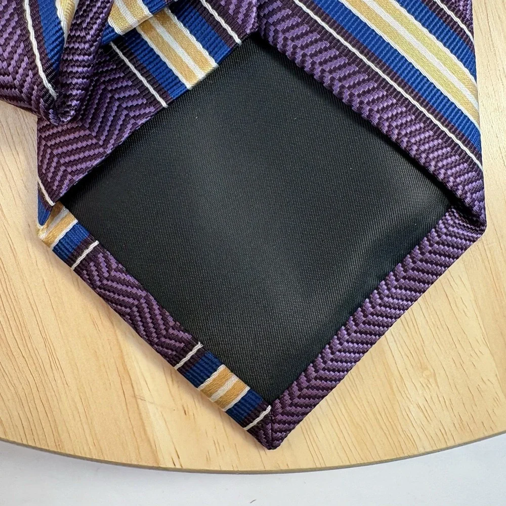 Jos. A. Bank Mens Silk Necktie Lavender Purple Blue Striped Woven Tie